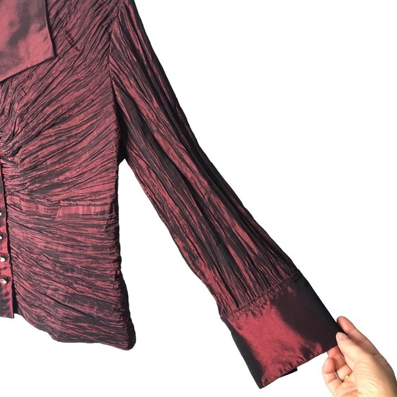 Vintage Cachet Cocktail Jacket Women's Size 16 Cranberry Rhinestone Buttons - Picture 3 of 12